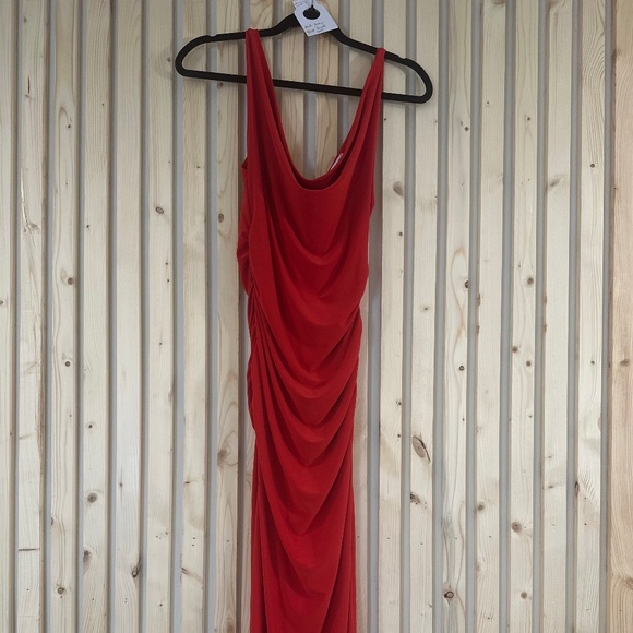 Zara Red Maxi/Midi Scrunch Back Dress Size Small - Picture 1 of 6